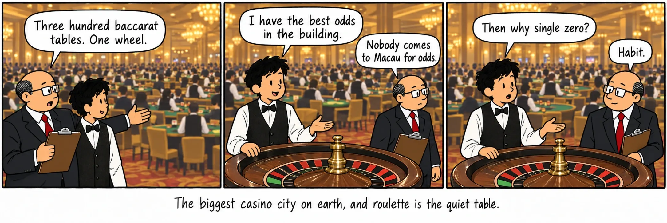 La mayor ciudad de casinos del planeta, y la ruleta es la mesa tranquila.
